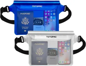 2-Pack Waterproof Fanny Pack, Phone Pouch with Waist Strap, 9x6.7 Inch Dry Bag for Phone, Cash, and Valuables  for Swimming, Kayaking, Boating, Snorkeling, and Water Sports (2, Blue   White)