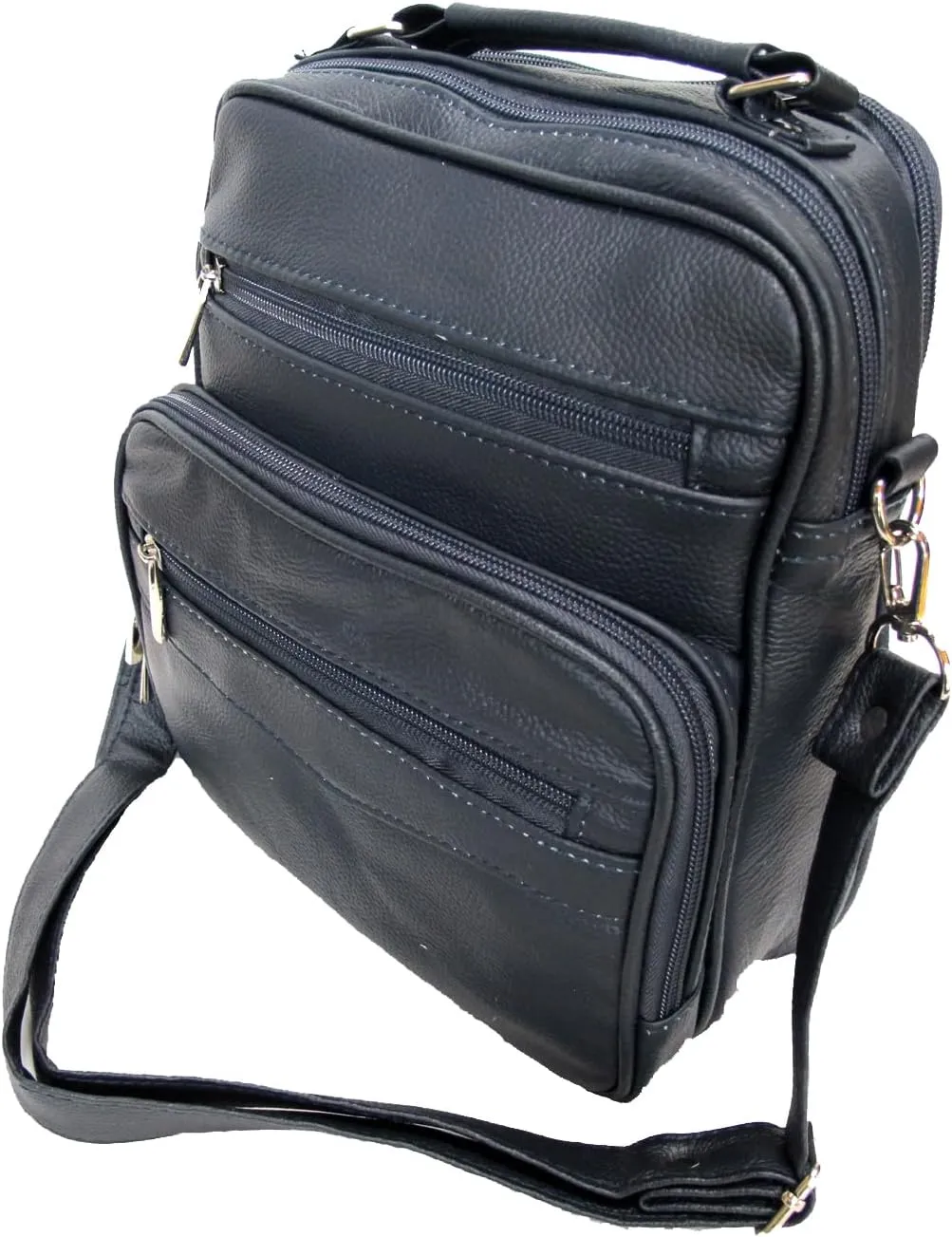7 Pocket Multi-Function Genuine Leather Organizer Crossbody Shoulder Hand Carry 3 in 1 All Occassion 4 Season Companion Bag