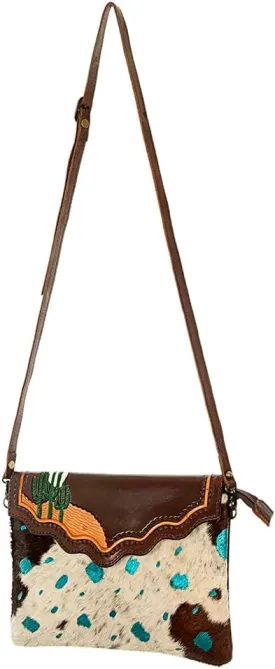 American Darling ADBG639 Clutch Hand Tooled Hair-On Genuine Leather Women Bag Western Handbag Purse