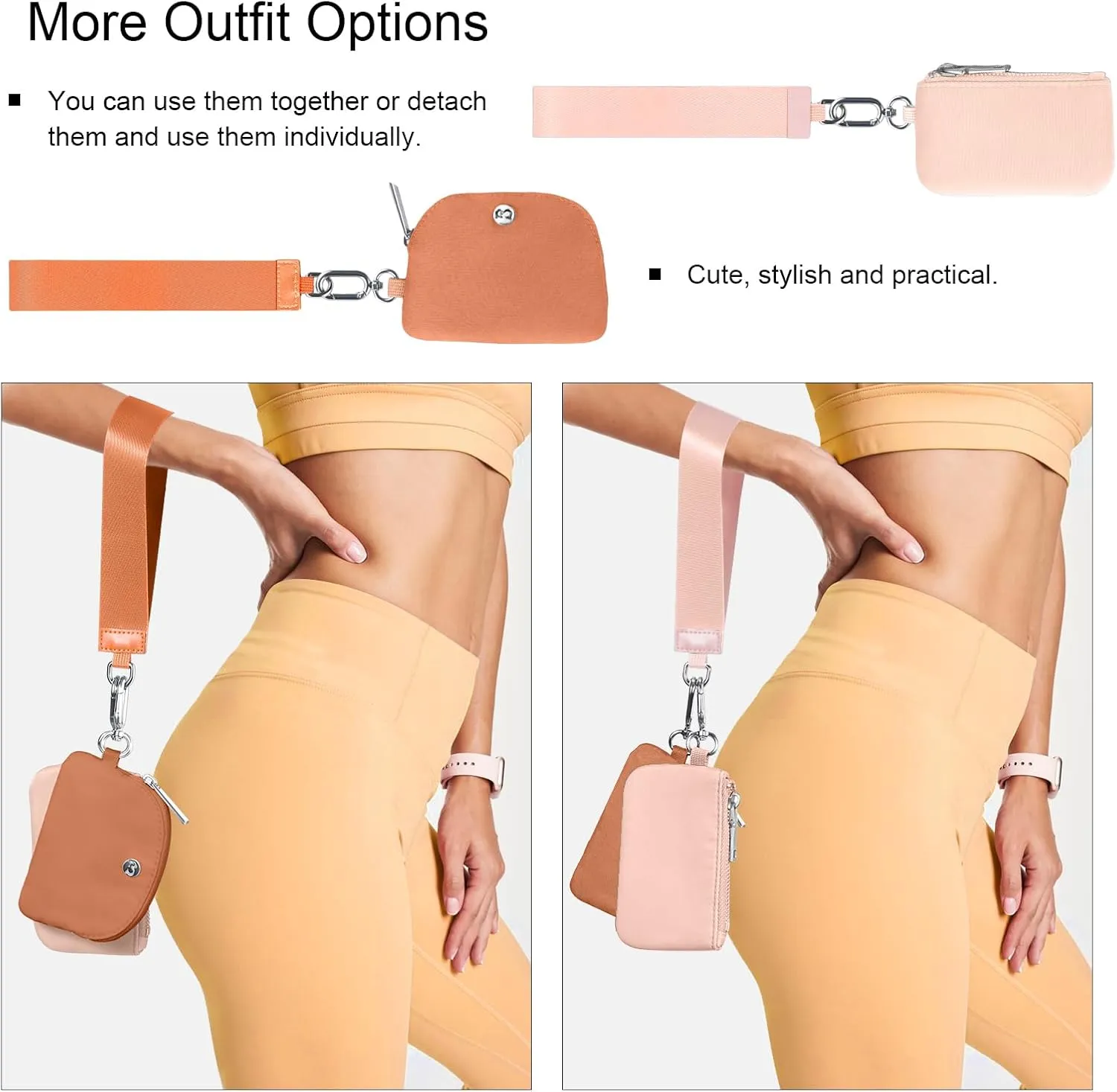Babysun Mini Zip Around Dual Pouch Wristlet With 2 Straps Wristlet Keychain Wallet for Women Coin Purse Small Cute for Teen Girl