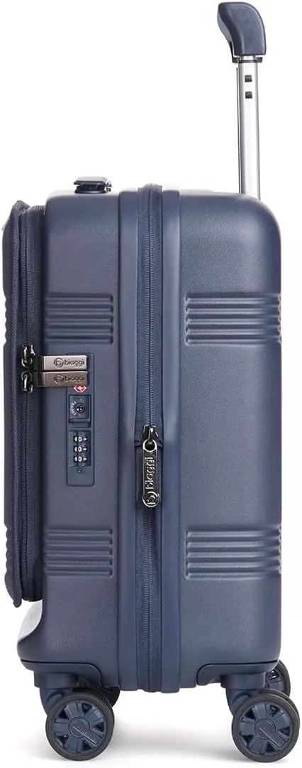 biaggi Runway Hybrid Expandable Underseat Carry-On  Lightweight TSA-Approved Polycarbonate Travel Bag, Perfect for Getaways & Long Weekends (Expandable Underseater, Navy Blue)