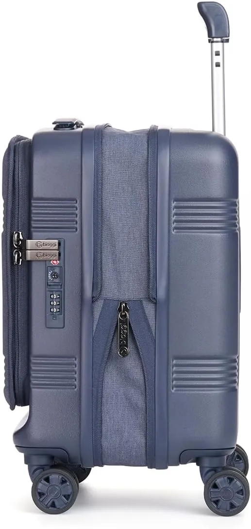 biaggi Runway Hybrid Expandable Underseat Carry-On  Lightweight TSA-Approved Polycarbonate Travel Bag, Perfect for Getaways & Long Weekends (Expandable Underseater, Navy Blue)