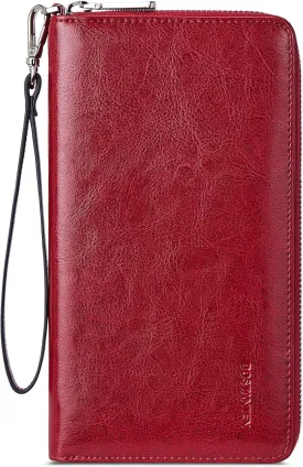 BOSTANTEN Leather Wallet for Women RFID Blocking Zip Around Credit Cards Holder Phone Clutch