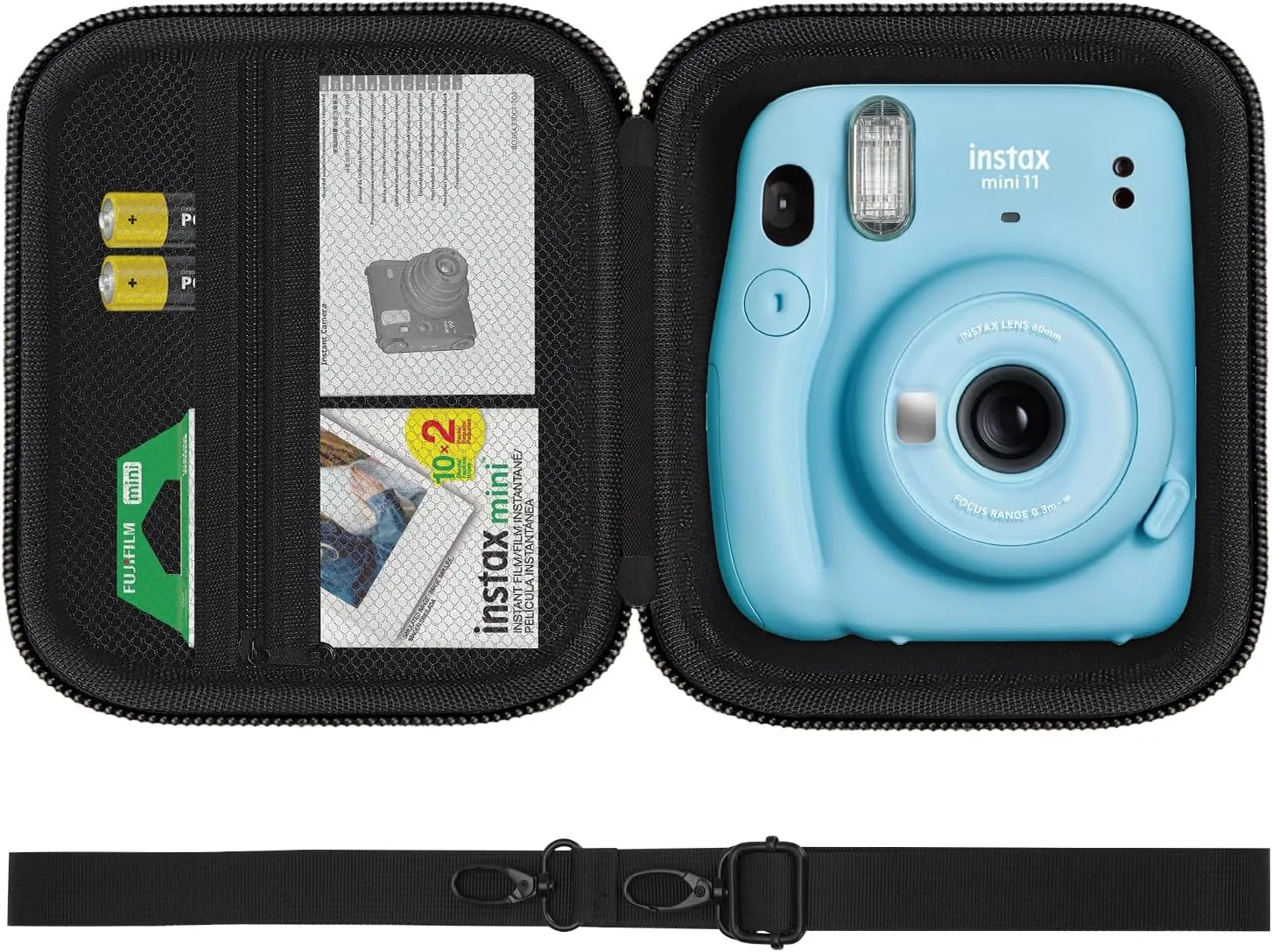 Camera Case for Fujifilm Instax Mini 11 / 12 / 40 / 99 Instant Film Camera, Protective Carrying Bag with Removable Shoulder Strap, Black