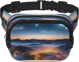 cities night view Fanny Pack Adjustable Crossbody Bag Large Waist Bag Travel Belt Bag Unisex Bum Bag