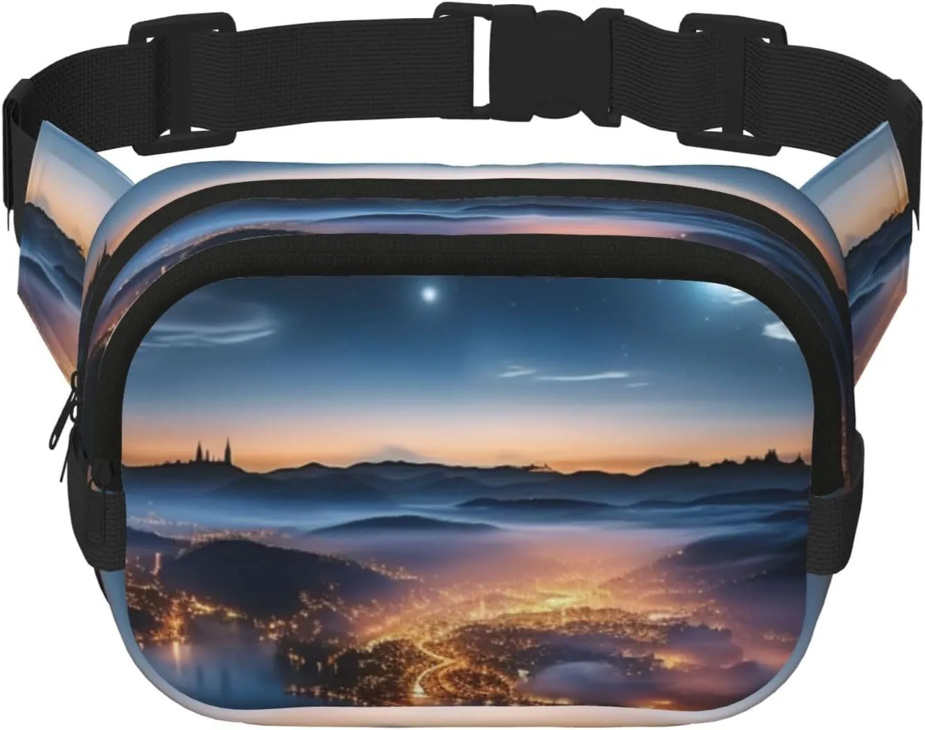 cities night view Fanny Pack Adjustable Crossbody Bag Large Waist Bag Travel Belt Bag Unisex Bum Bag
