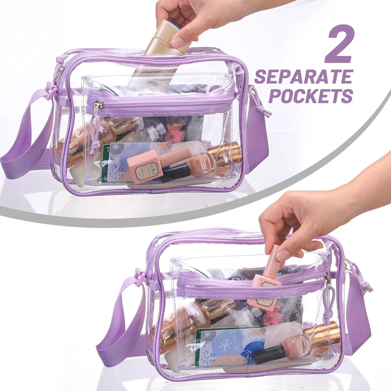 Clear messenger shoulder bag plastic womens crossbody stadium transparent purse work concerts see through