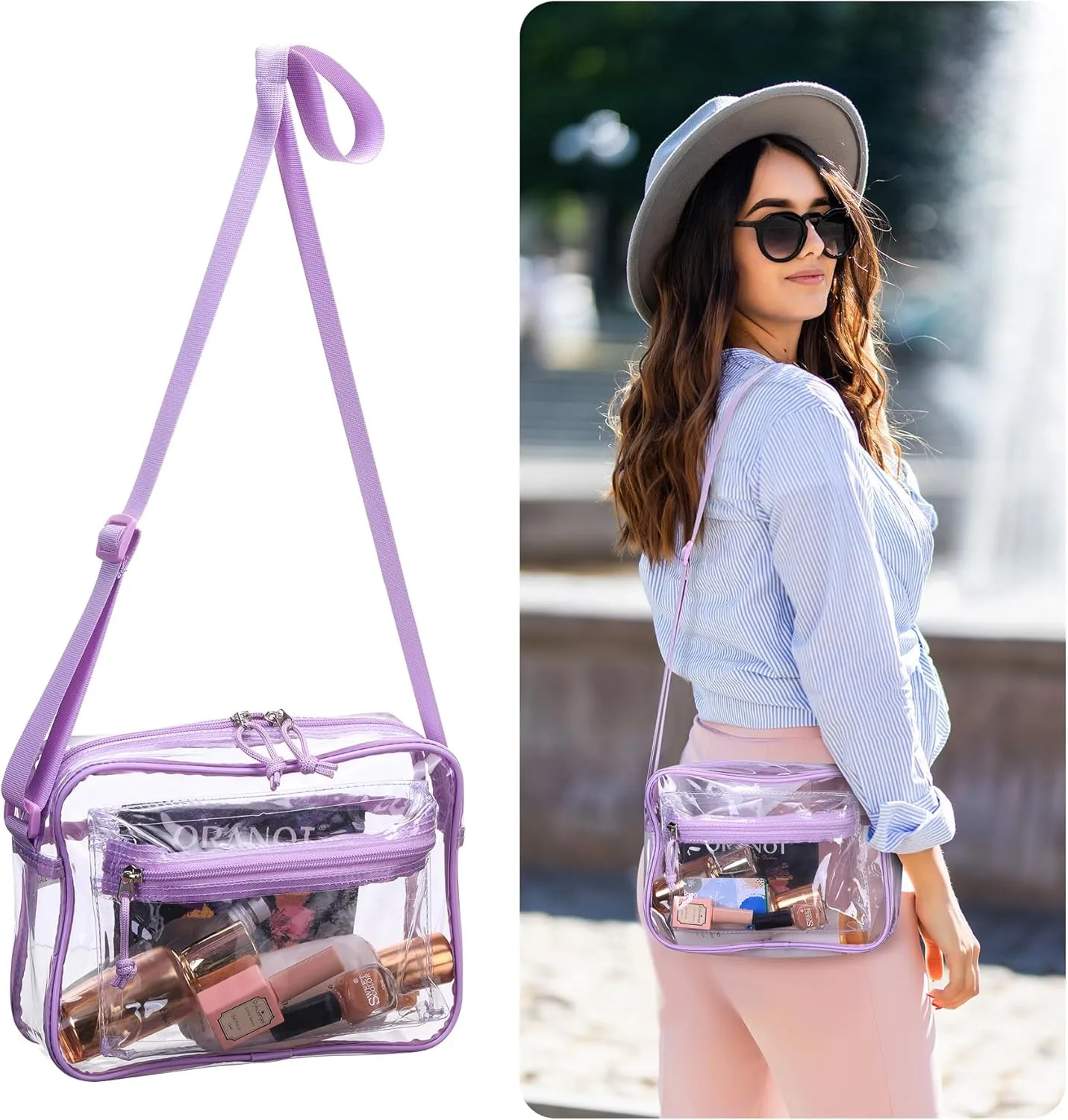 Clear messenger shoulder bag plastic womens crossbody stadium transparent purse work concerts see through
