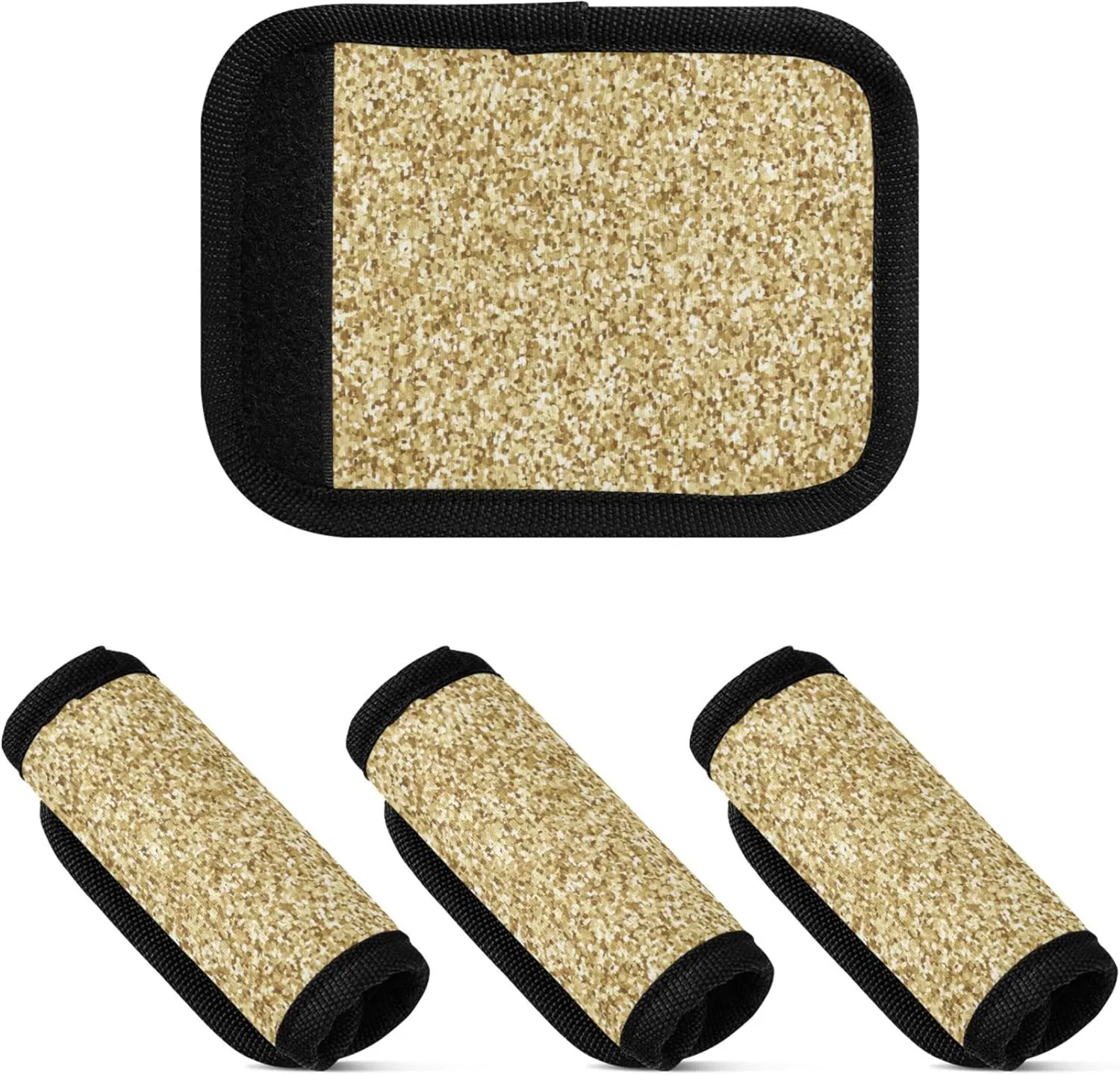 Custom Golden Sand Glitter Luggage Bag Handle Wrap Velcro Neon Suitcases Luggage Identifier Luggage Accessories for Travel, 2 Pack