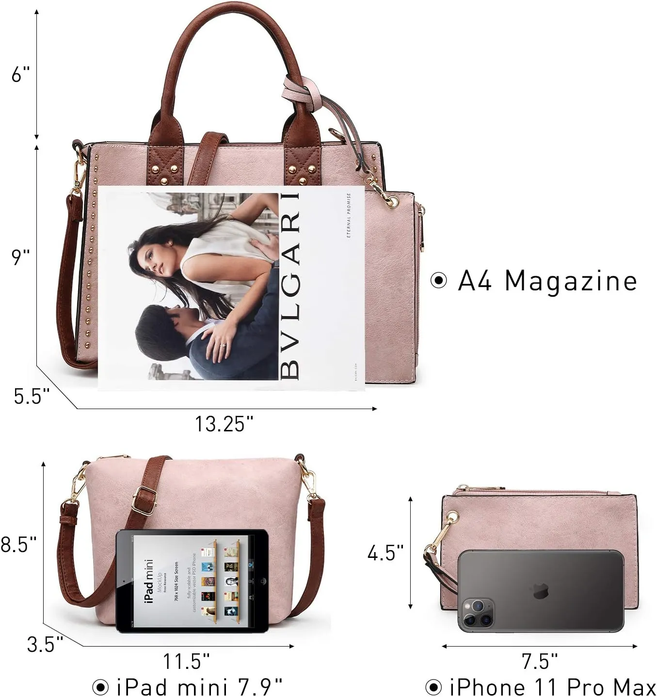 Dasein Purses Handbags for Women Tote Wallet Set Top Handle Satchel Shoulder Hobo Bag 3pcs