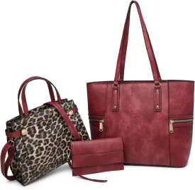 Fashion Handbags and Purses for Women Large Work Tote Bag Top Handle Satchel Shoulder Bag 3pcs Hobo Purse Set