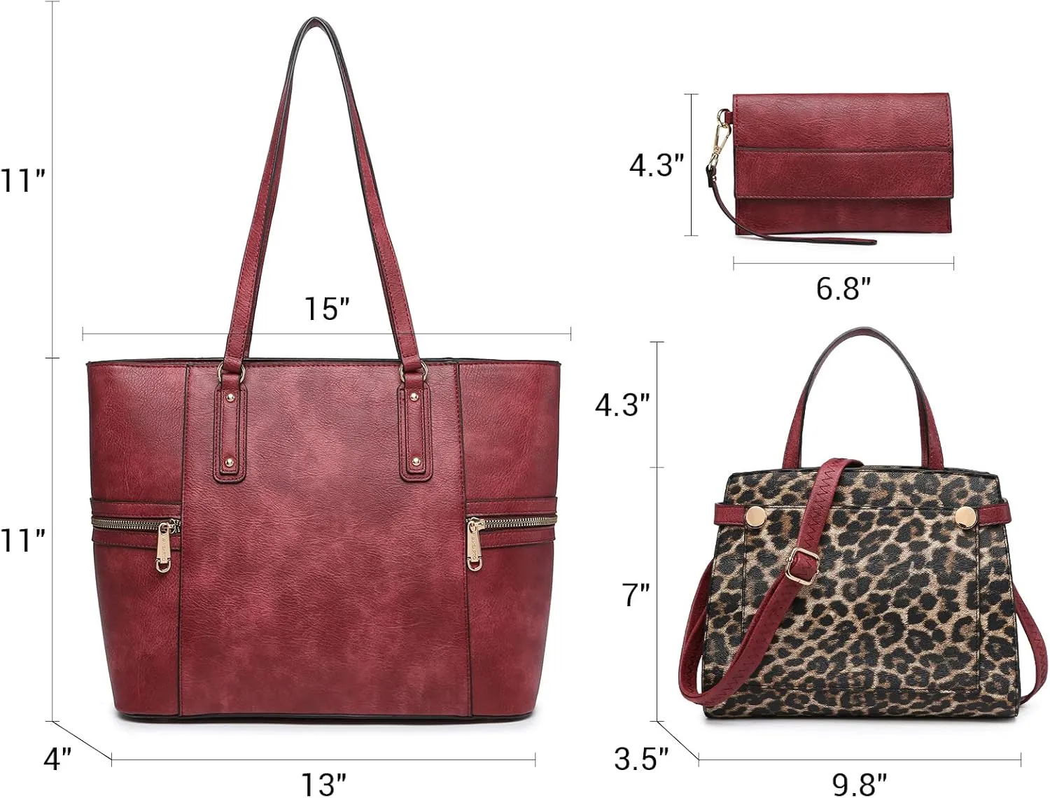 Fashion Handbags and Purses for Women Large Work Tote Bag Top Handle Satchel Shoulder Bag 3pcs Hobo Purse Set