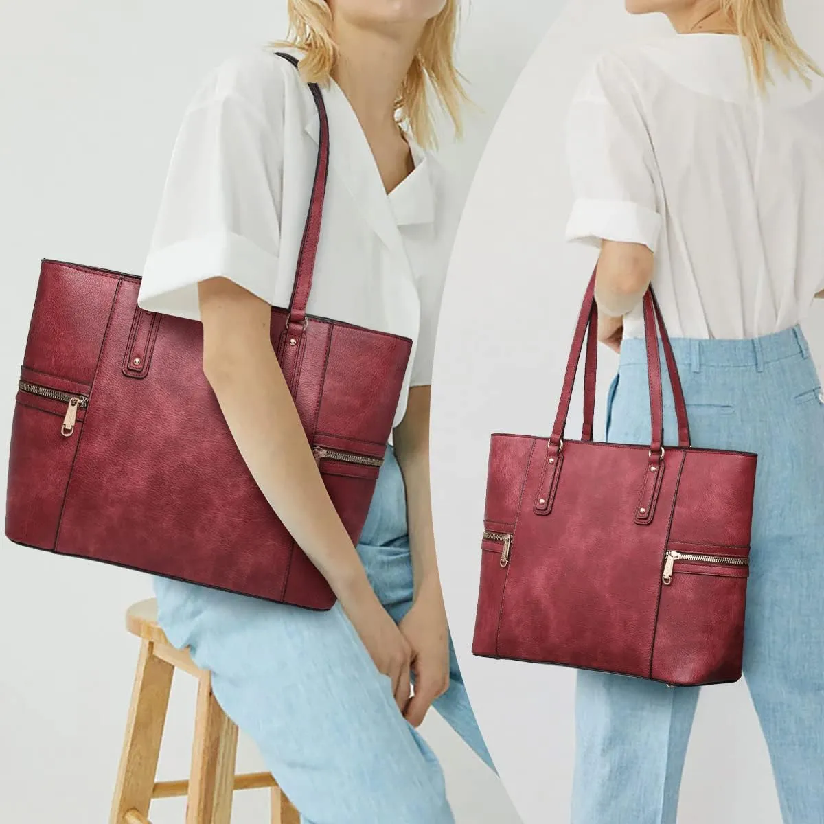 Fashion Handbags and Purses for Women Large Work Tote Bag Top Handle Satchel Shoulder Bag 3pcs Hobo Purse Set