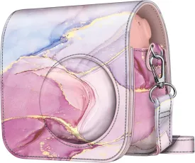 Fintie Protective Case for Fujifilm Instax Mini 7  Instant Camera - Premium Vegan Leather Bag Cover with Removable Adjustable Strap, Glittering Marble