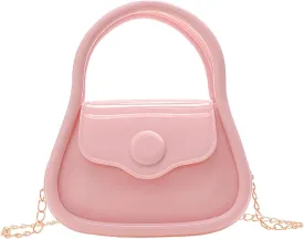 FuninCrea Mini Jelly Purse, PVC Mini Crossbody Bag for Women, Small Crossbody Purse with Handle and Chains Strap