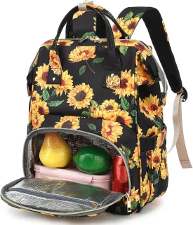Fuyicat Sunflower Insulated Lunch Laptop Backpack Backpack for Women, Girls School Backpack College Bookbags Picnic Cooler Backpack