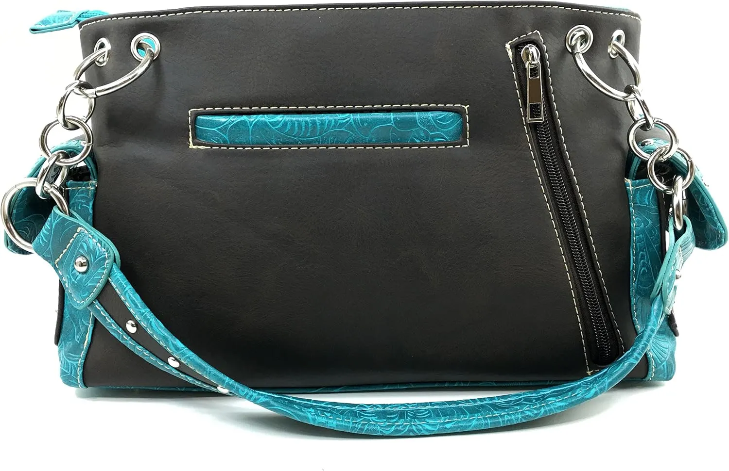 Justin West Embroidery Floral Silver Cross Concealed Carry Handbag Purse Wallet