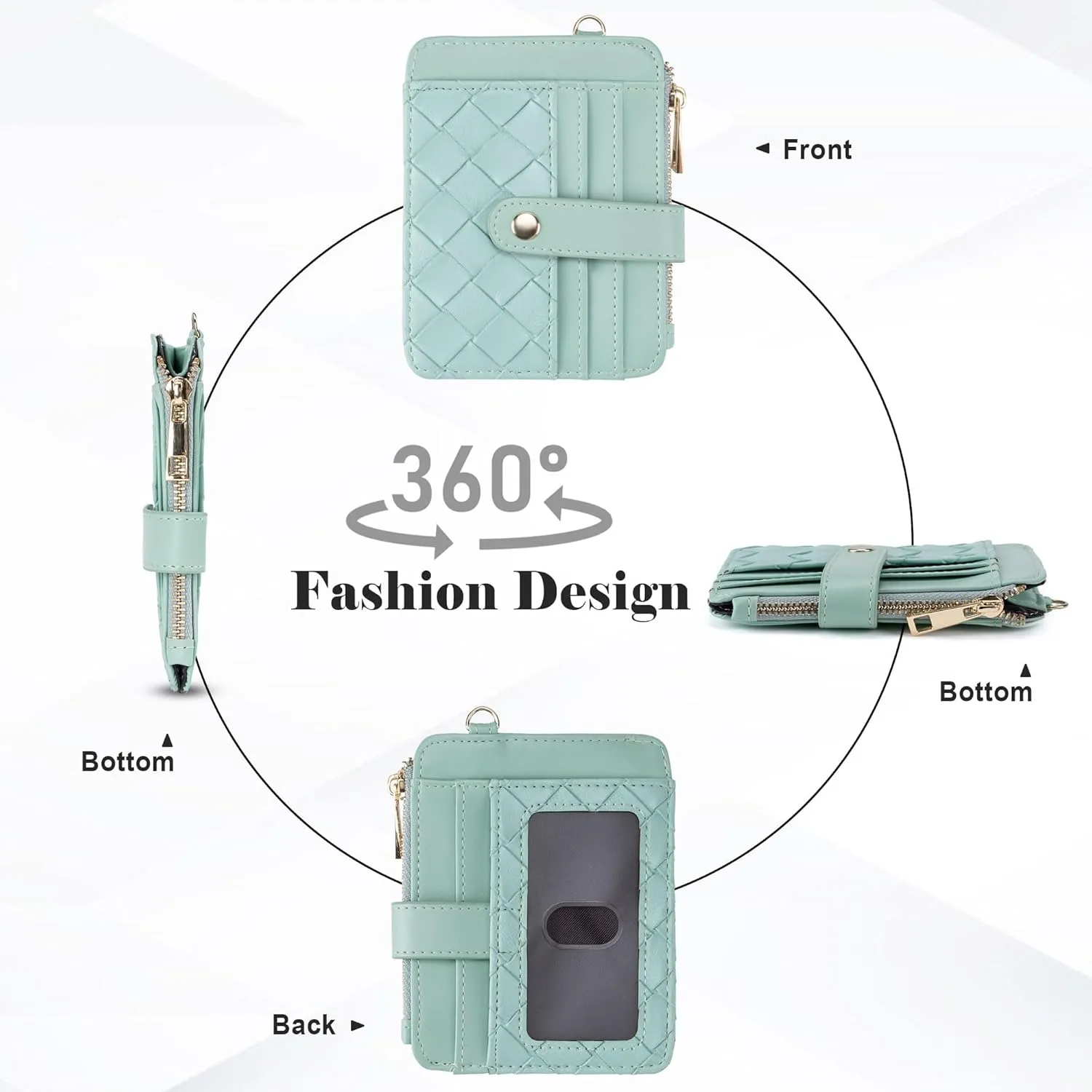 Keychain Wallet with Bracelet RFID Blocking Wristlet Credit Purse Card Holder, Silicone Bead Tassel Key Ring for Women