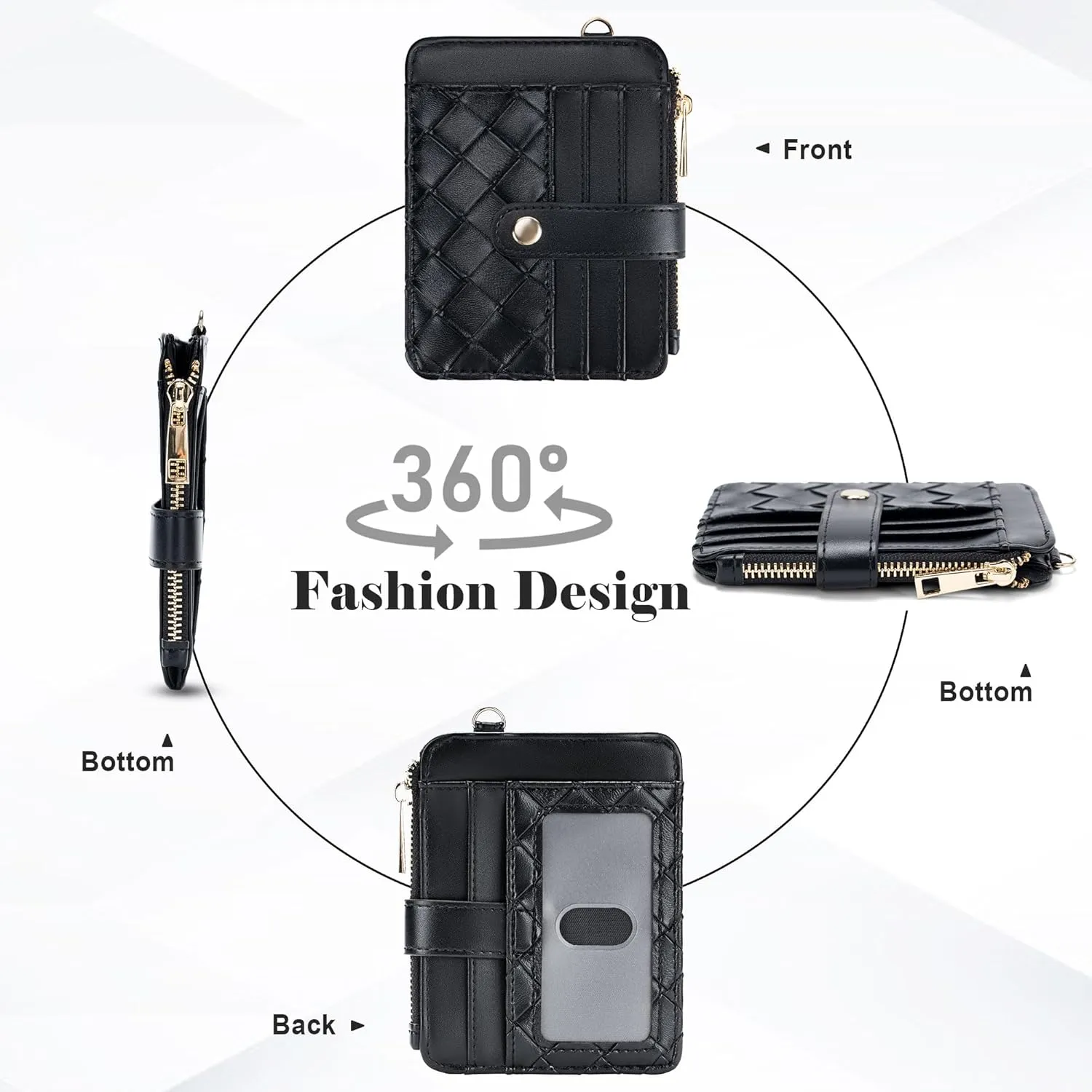 Keychain Wallet with Bracelet RFID Blocking Wristlet Credit Purse Card Holder, Silicone Bead Tassel Key Ring for Women