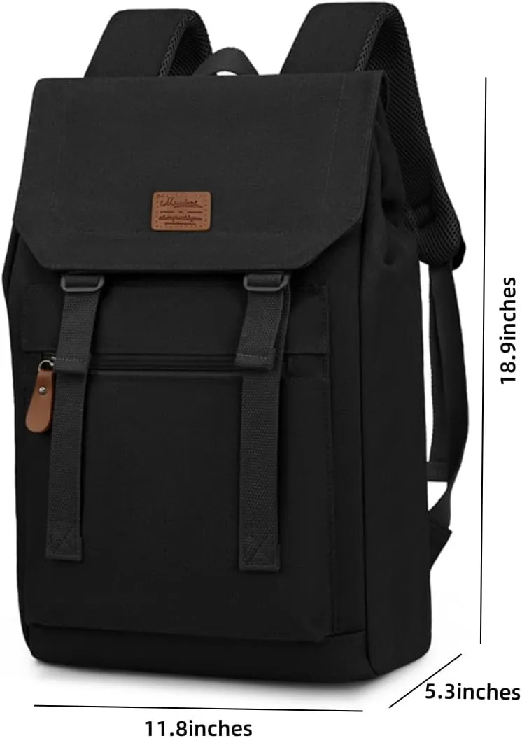 Laptop Backpack Women,Work Backpack Woman Canvas,Commuter Black,Bookbag Fits 17 inch Lapop.