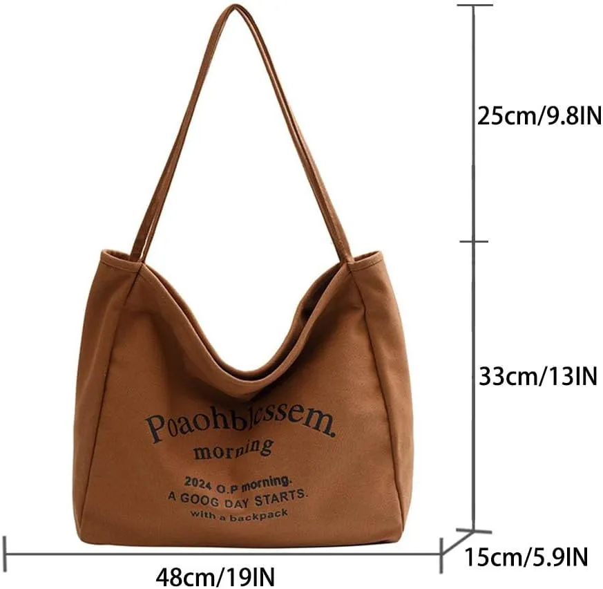 Large capacity canvas tote bag - fashionable commuting shoulder bag and artistic handbag
