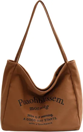 Large capacity canvas tote bag - fashionable commuting shoulder bag and artistic handbag