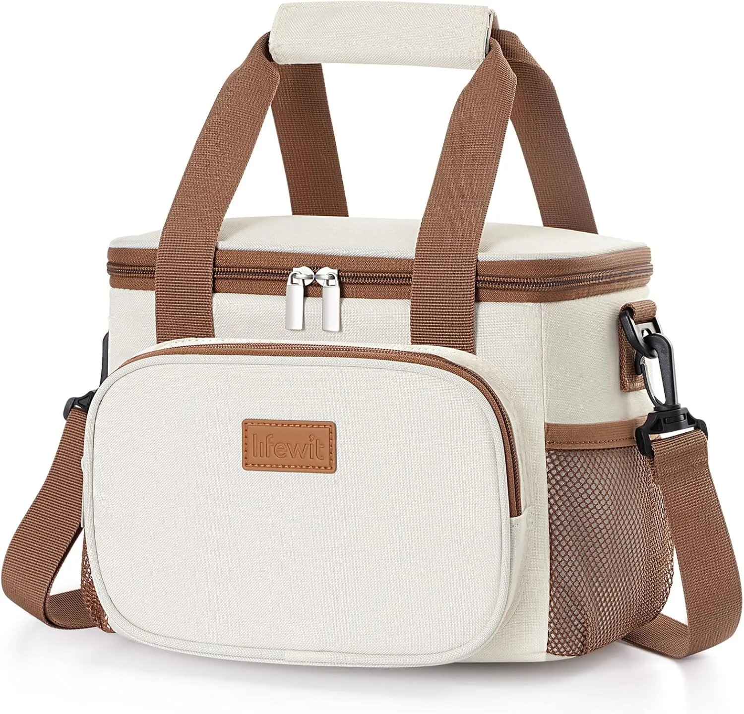 Lifewit Large Lunch Bag Insulated Lunch Box Soft Cooler Cooling Tote for Adult Men Women, Beige 12-Can (9L)