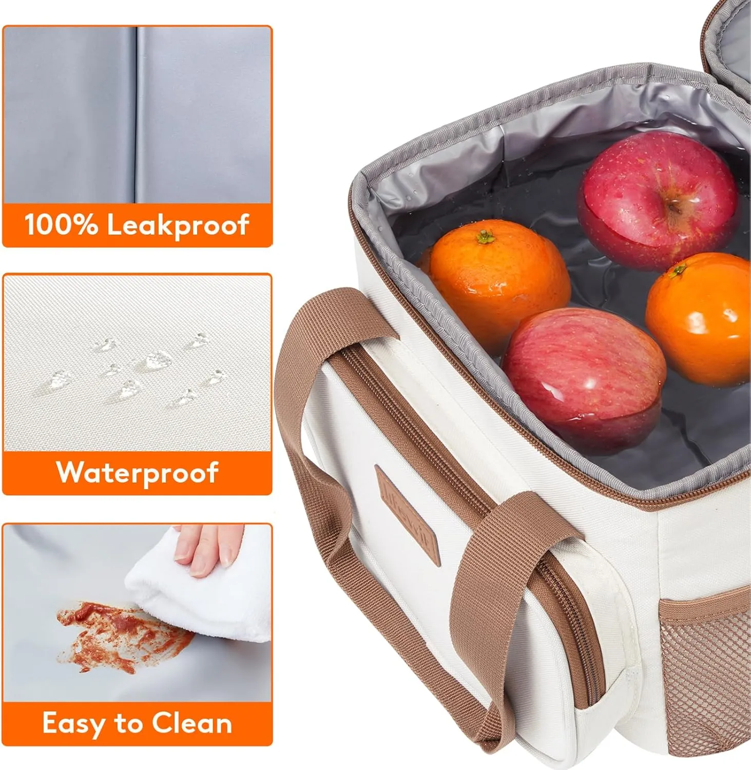 Lifewit Large Lunch Bag Insulated Lunch Box Soft Cooler Cooling Tote for Adult Men Women, Beige 12-Can (9L)