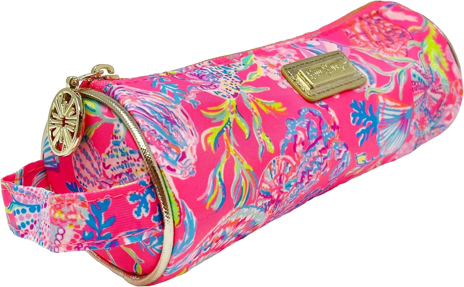 Lilly Pulitzer Cute Pencil Case, Colorful Zipper Pouch for Office Supplies, Small Travel Bag with Carrying Handle, Shell Me Something Good