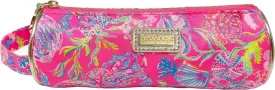 Lilly Pulitzer Cute Pencil Case, Colorful Zipper Pouch for Office Supplies, Small Travel Bag with Carrying Handle, Shell Me Something Good