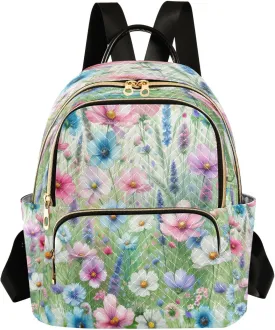 Meadow Flowers Mini Backpack Purse, Waterproof Mini Backpack for Women 8.5 L