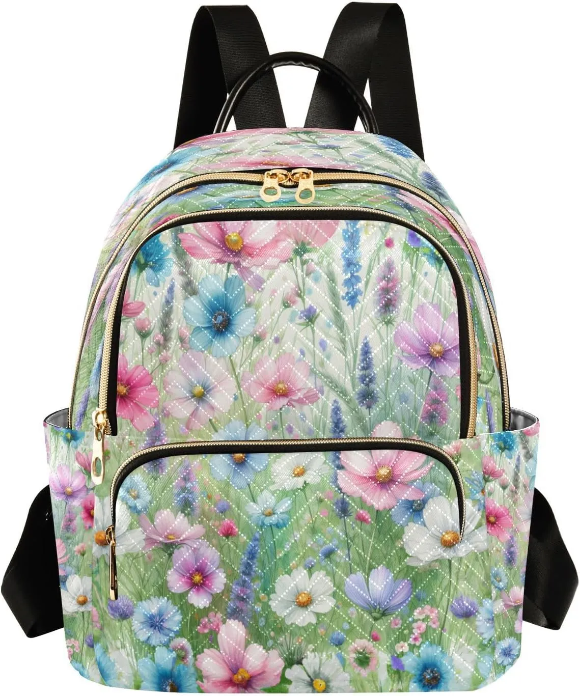 Meadow Flowers Mini Backpack Purse, Waterproof Mini Backpack for Women 8.5 L