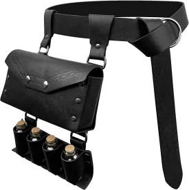 Medieval Alchemy Faux Leather Belt Bag with, Fantasy Wizard Renaissance Waist Pouches for Halloween Cosplay Costume