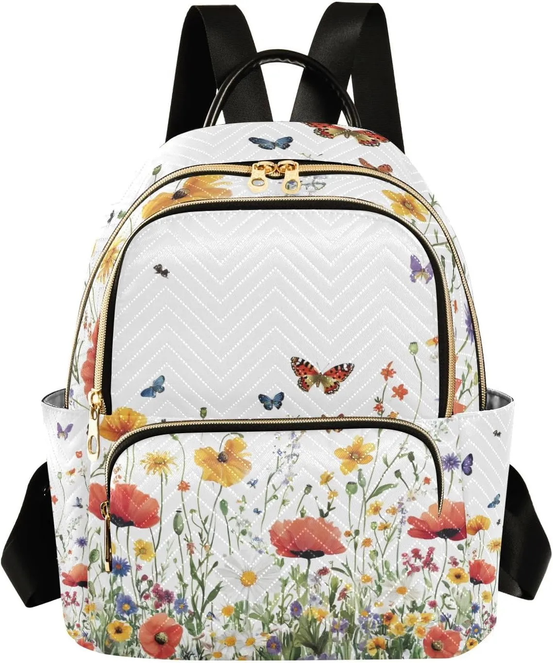 Mini Backpack for Women Meadow Wildflowers Mini Backpack Purse Lightweight Small Daypack, 8.5L