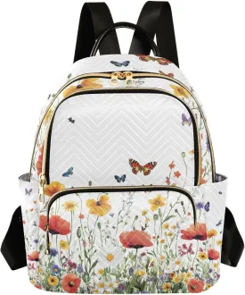 Mini Backpack for Women Meadow Wildflowers Mini Backpack Purse Lightweight Small Daypack, 8.5L