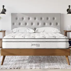 Modway Jenna Innerspring and Foam Mattress-10-Year Warranty, Queen, White