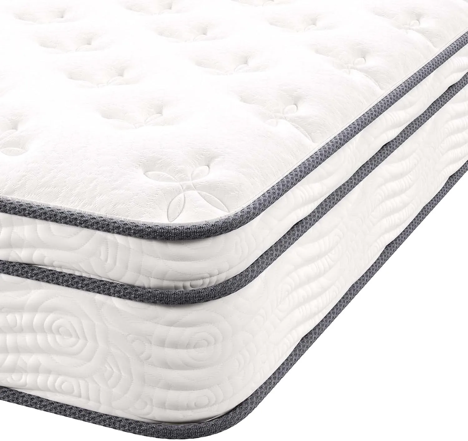 Modway Jenna Innerspring and Foam Mattress-10-Year Warranty, Queen, White
