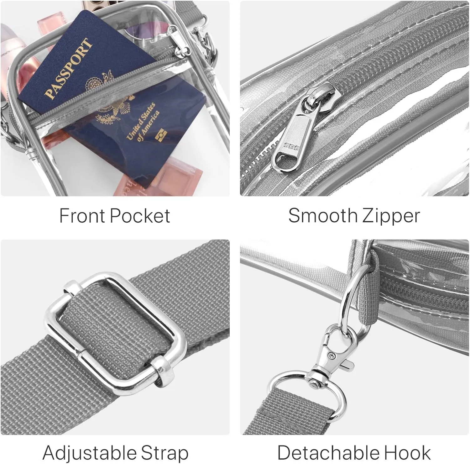 PACKISM Clear Bag for Stadium Events - Clear Purses for Women Stadium Crossbody Messenger Bag for Concerts Sporting Events