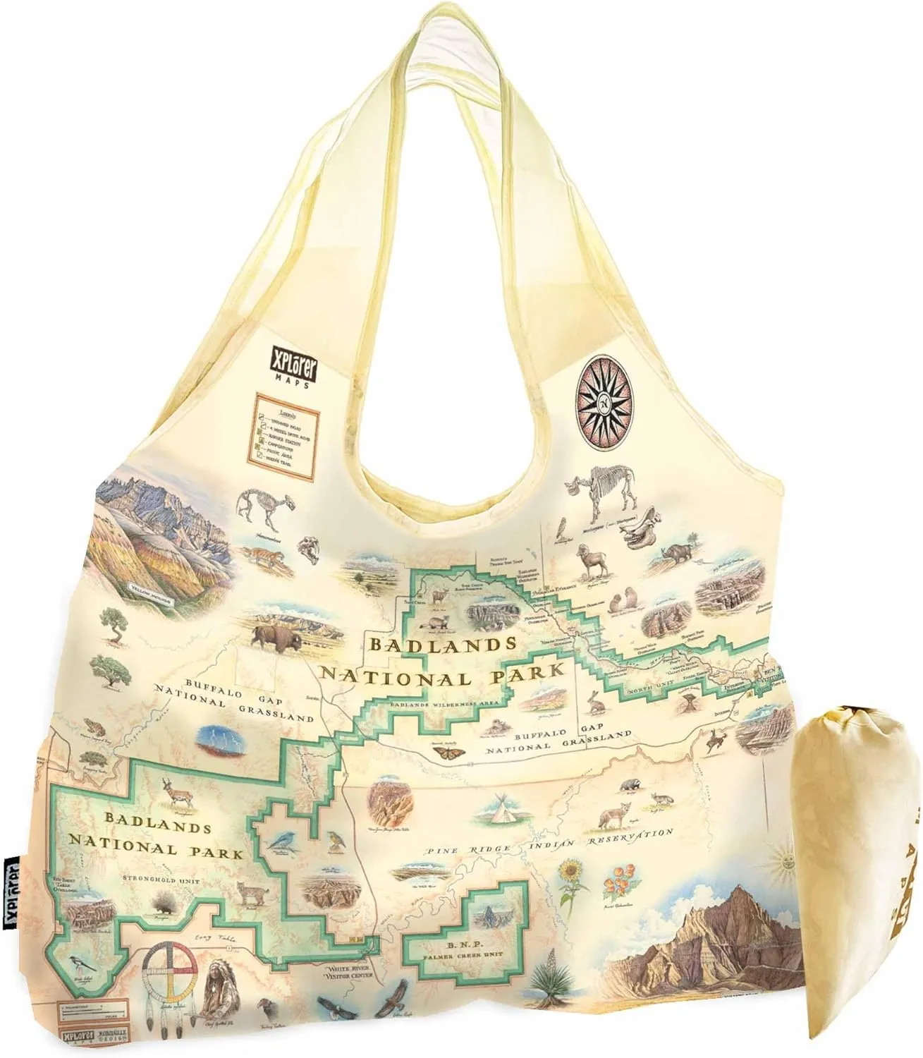 Pouch Tote with Handles  Reusable Grocery Shopping Bag, Foldable & Washable Nylon, Heavy-Duty & Compact,