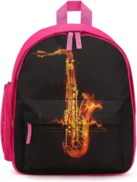 Saxophone Cute Backpack Daily Casual Daypack Travel Mini Bag with Adjustable Strap Pink-style-42