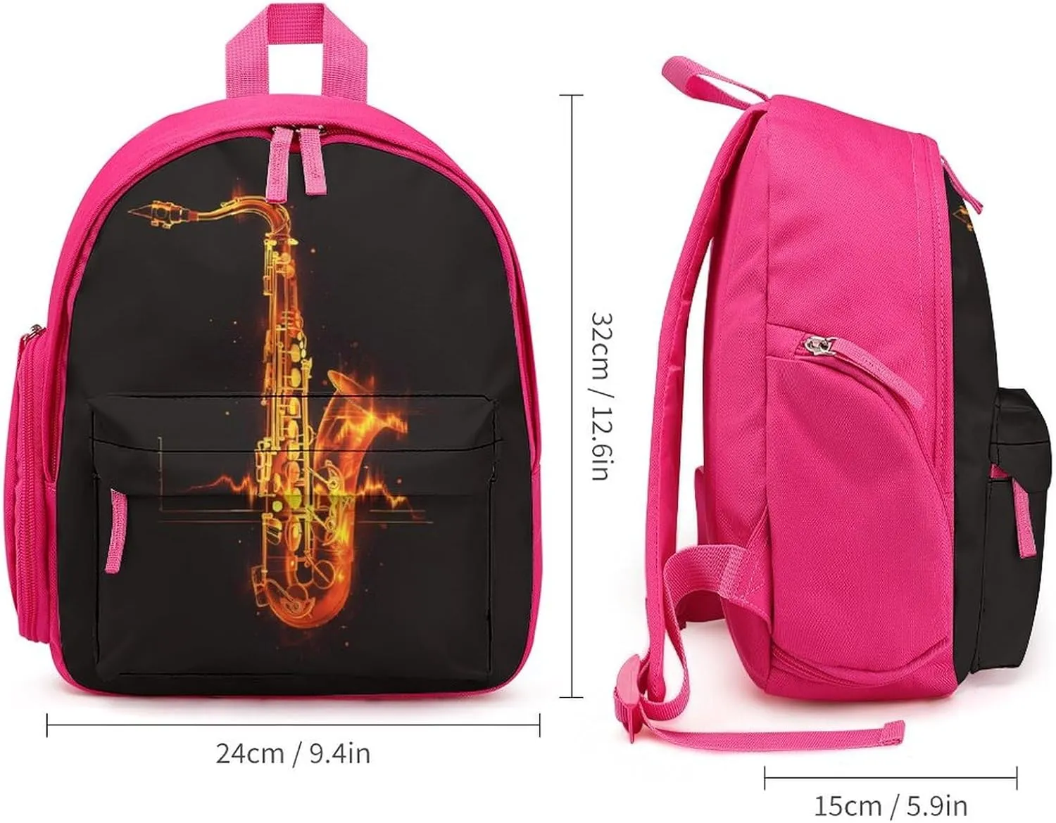 Saxophone Cute Backpack Daily Casual Daypack Travel Mini Bag with Adjustable Strap Pink-style-42