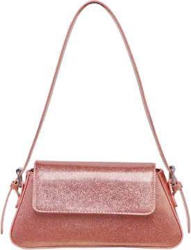 Silver Metallic Evening Bag for Women Y2K Silver Leather Shoulder Bags Sparkle Purse for Prom Wedding Party