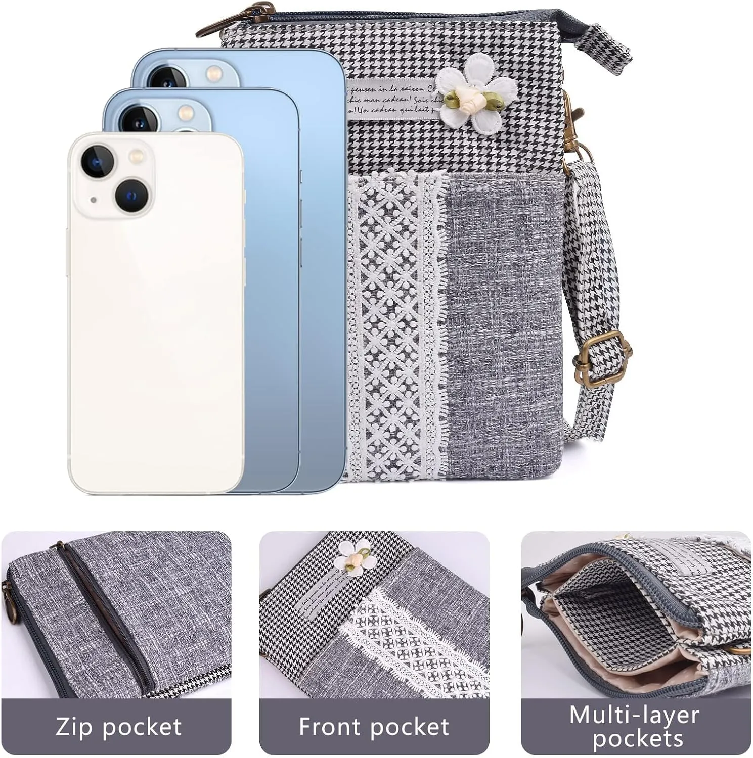 Small Crossbody Bag for Women Mobile Phone Purse National Pattern Shoulder Bag Handbags Coin Pouch for Women