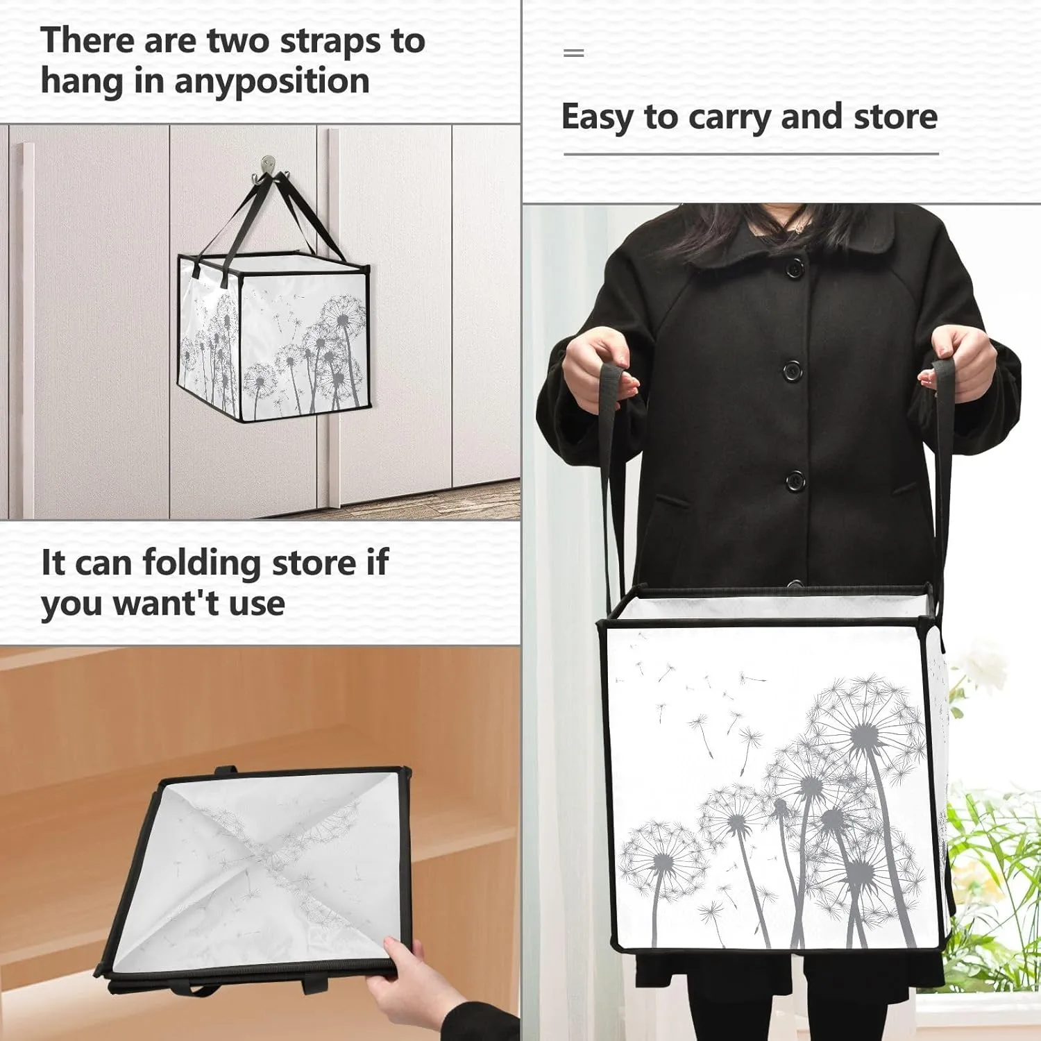 susiyo Laundry Basket Abstract Dandelion Collapsible Laundry Hamper Bag with Handles for Bathroom Dorm - 13 inch