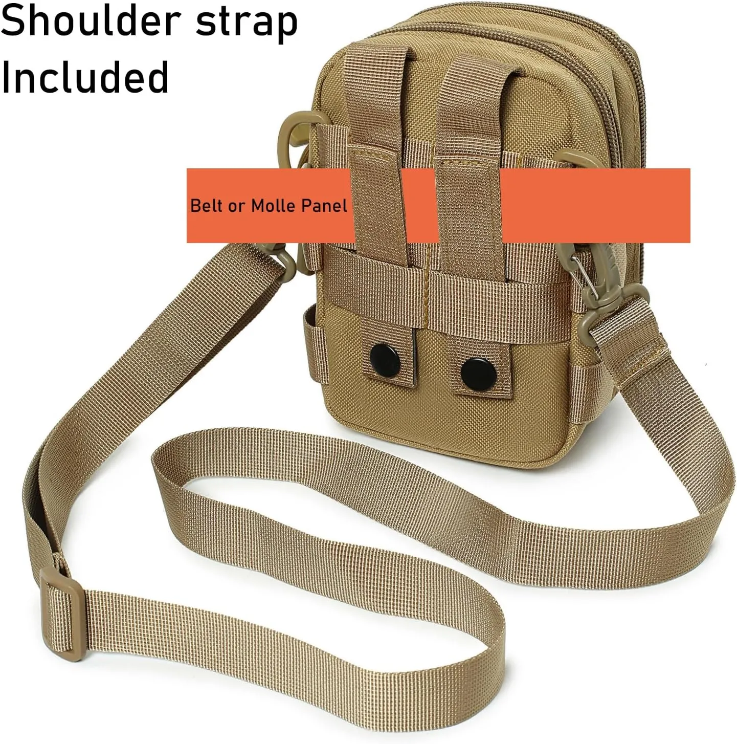 Tactical Molle Phone Pouch EDC Utility Belt Pouch Waist Bag with Shoulder Strap
