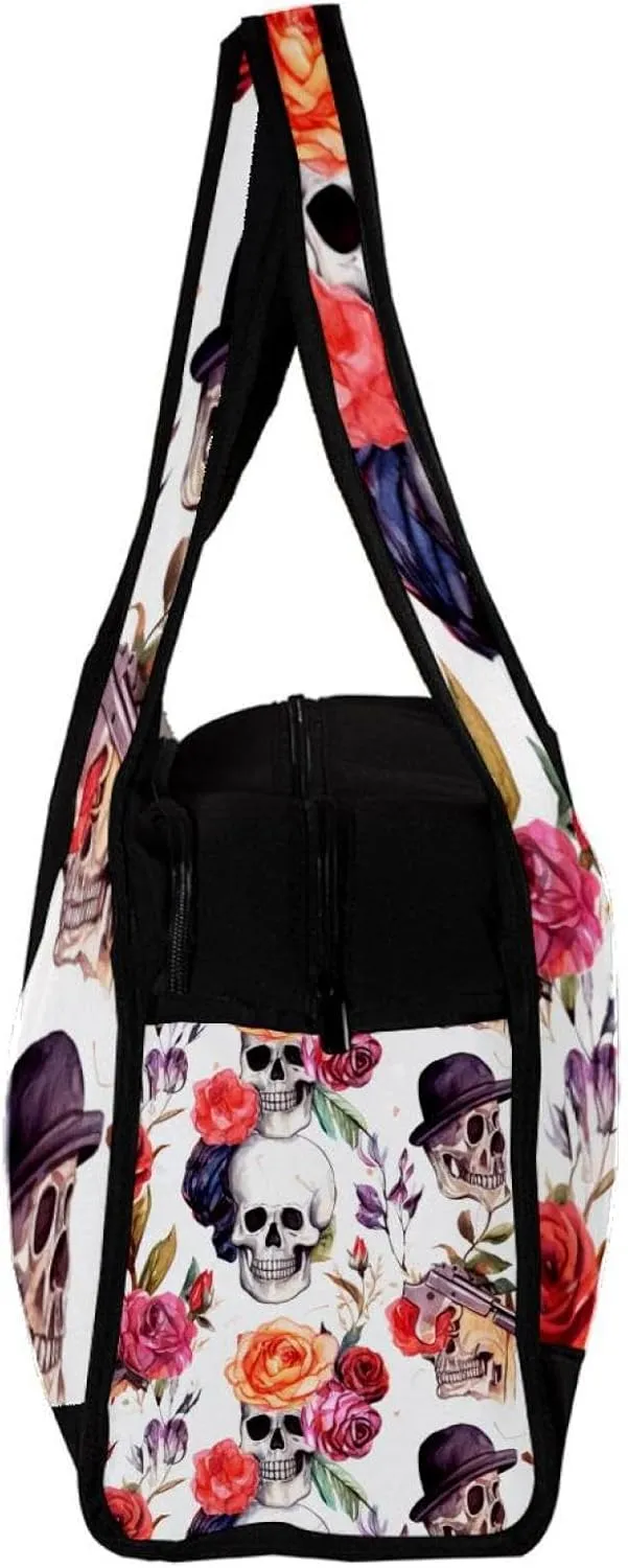 Travel Bag,Mens Gym Bag,Womens Gym Bag,Western Cowboy Flower Skull,Sports Bag