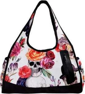 Travel Bag,Mens Gym Bag,Womens Gym Bag,Western Cowboy Flower Skull,Sports Bag