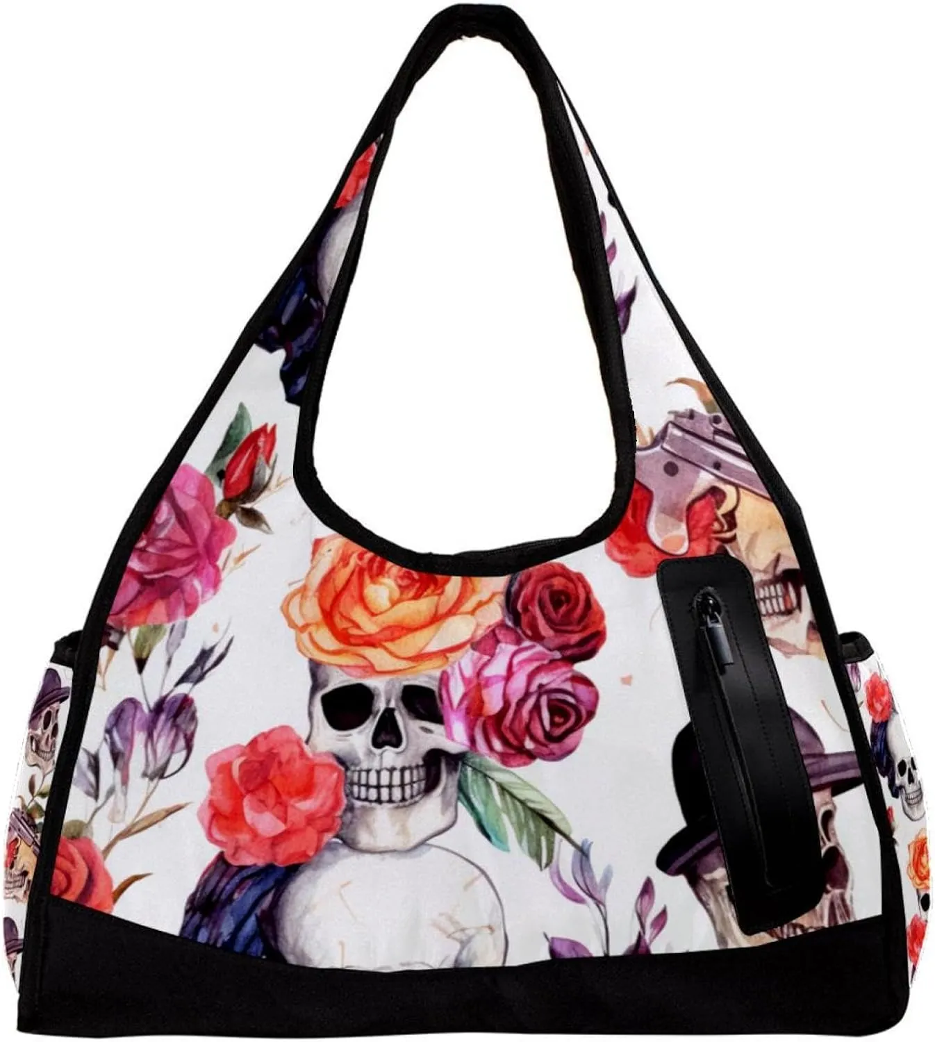 Travel Bag,Mens Gym Bag,Womens Gym Bag,Western Cowboy Flower Skull,Sports Bag