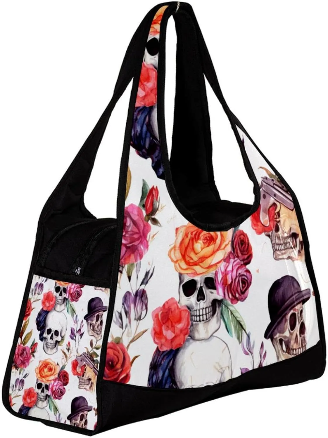 Travel Bag,Mens Gym Bag,Womens Gym Bag,Western Cowboy Flower Skull,Sports Bag