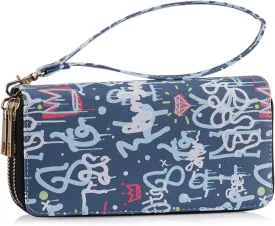XEYOU Double Zipper Long Clutch Wallet Cellphone Wallet for Women with Removable Wristlet Strap for Credit Card, Cash, Coin, Bill